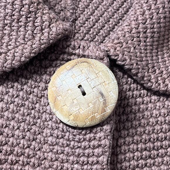 Willow Cardigan Sweater M Brown Heavy Knit Cotton Boho Lagenlook Wooden Buttons - Picture 9 of 14